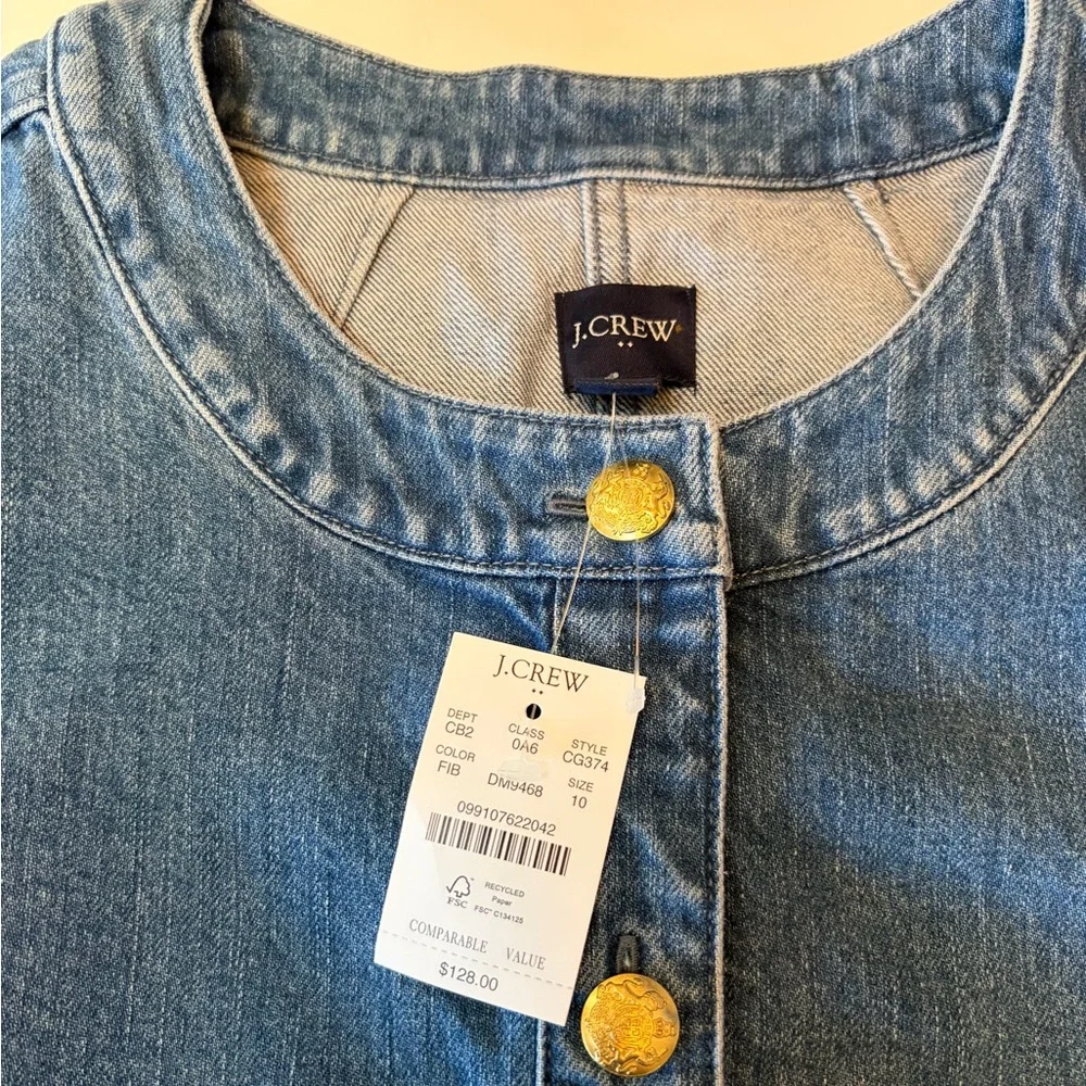 #115 NWT. J. Crew Blue Women's Denim Jean Jacket. - Picture 13 of 16